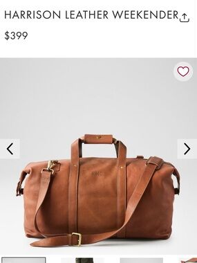 Mark & Graham Harrison Leather Weekender - Hazelnut (monogrammed)